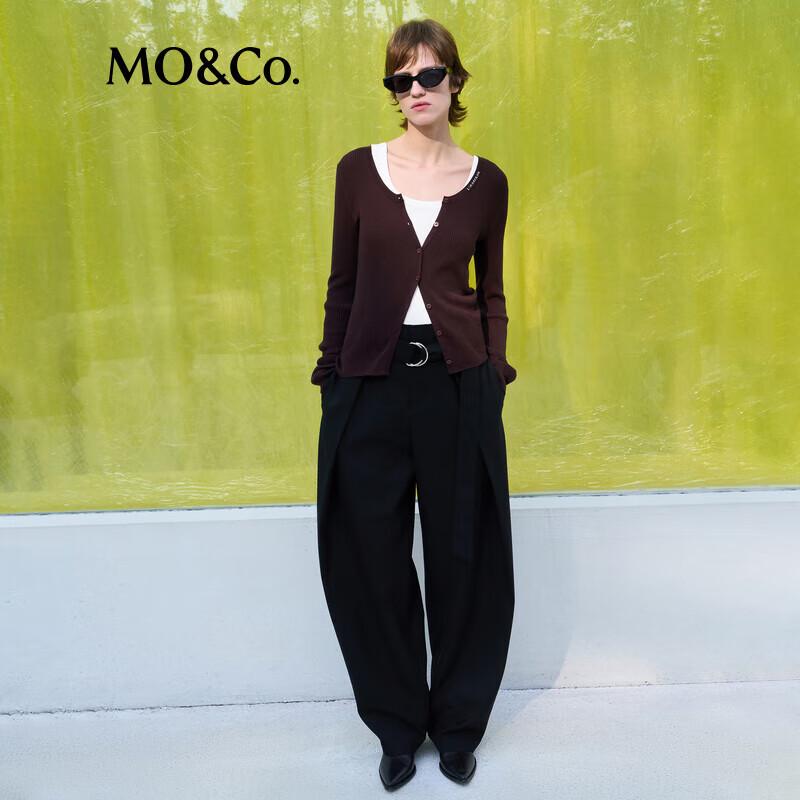 MO&Co. Merino Wool Slim Fit Knit Cardigan