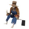 Halloween Cowboy Skull Statue Luminous Eyeball Simulation Halloween Cowboy Skeletons Ornaments for Desktop Decoration