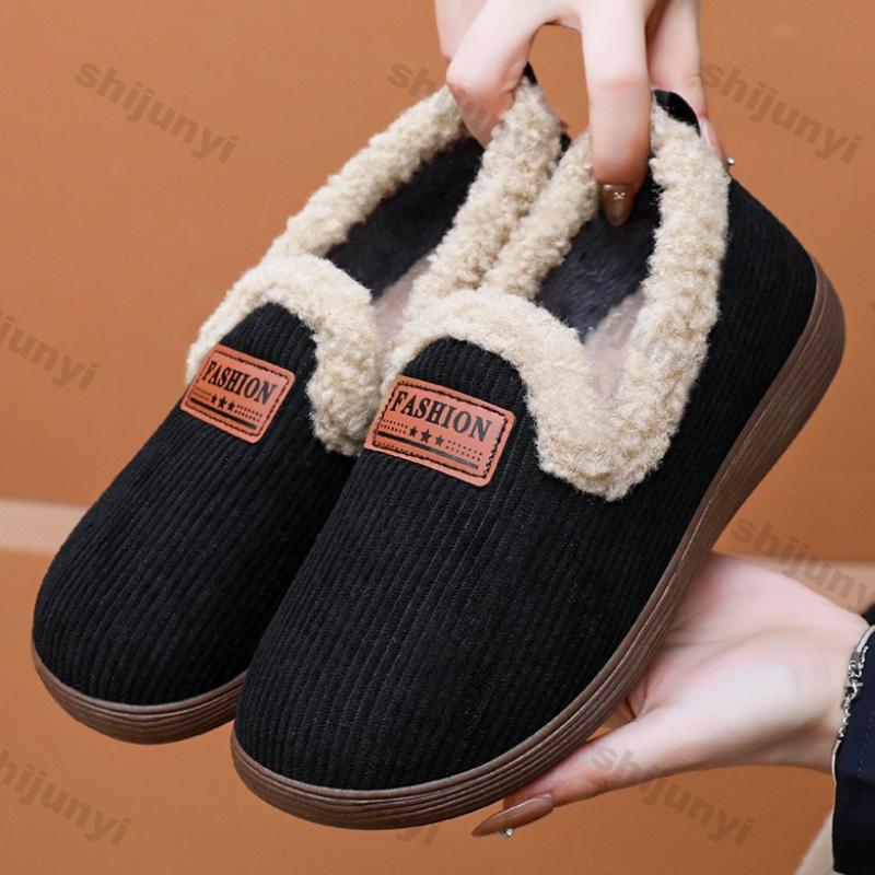 Women's Short Boots Winter Plush Thickened Warm Outdoor Non Slip Snow Boots Lightweight Comfortable Slip On Cotton Shoes