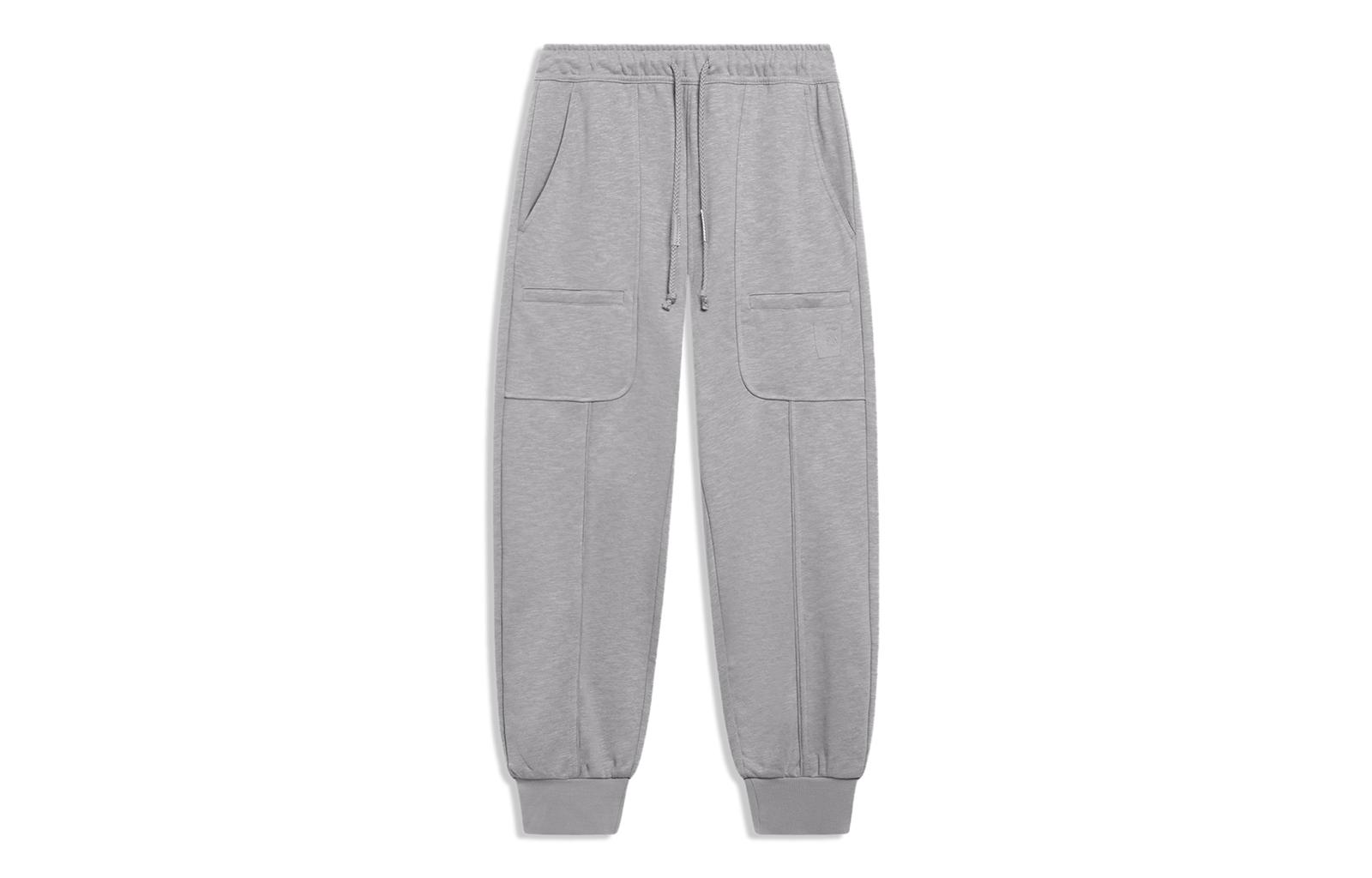 Li Ning Knitted Sweatpants Men s Frost Gray Moderate Cuffed Pants AKLT209-4 XL