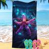 Starfish Print Beach Towel, Digital Printing Thin Quick-Dry Anti-Sand Microfiber Lightweight for Swim Yoga Travel Gym Gift