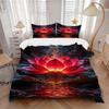 3pcs Lotus Bloom Soft Comfortable Bedding Set, For Bedroom, Guest Room And Dorm, All - Season Use, High-Definition Printing171
