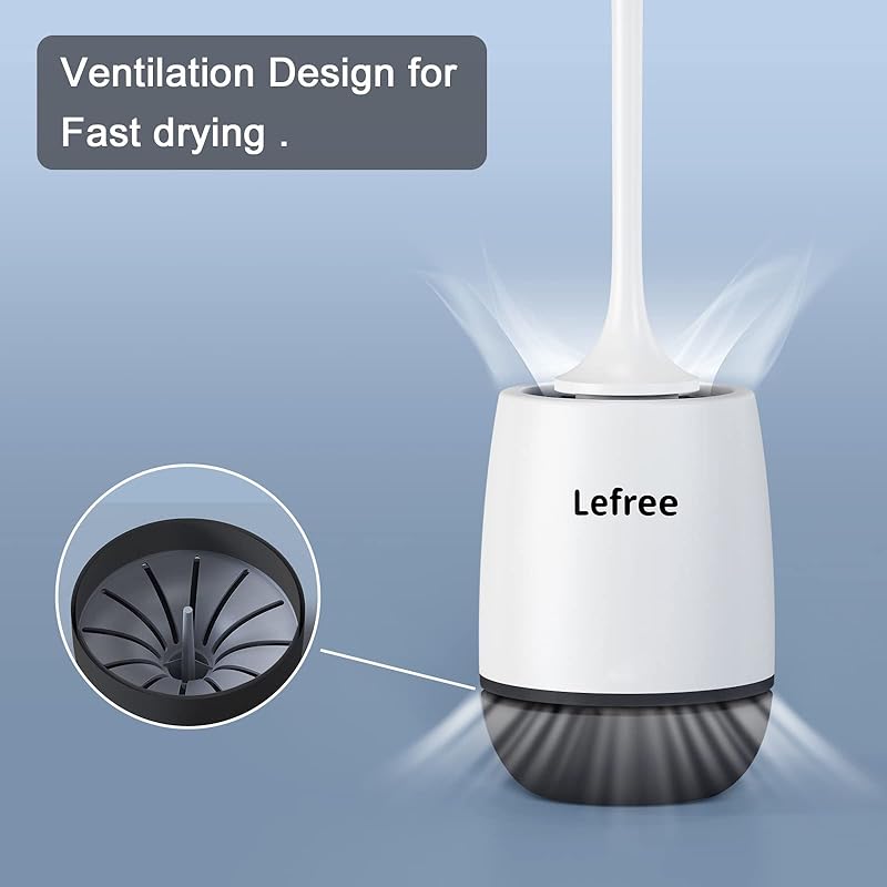Lefree Silicone Toilet Brush, Rubber Toilet Bowl Brush and Holder Set with Ventilated Holder, Toilet Cleaner Brush for Ba 1 Pack чёрный