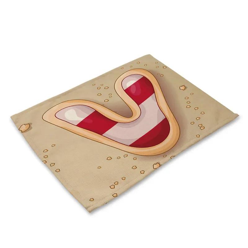 

45X30cm Letter Pattern Kitchen Placemat Dining Table Mats Tea Coaster Cotton Linen Pads Bowl Cup Mats for Home Decor Gifts 4pcs-30x45cm