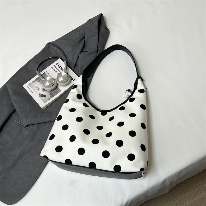New Large-Capacity Underarm Polka Dot Tote Bag Women'S High-End Light Luxury Niche Commuter Shoulder Bucket Bag