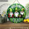 2D Flat, 1pc St. Patrick's Day Welcome Sign, Green Clover Gnome Wooden Ornament, Perfect for Patio Wall Front Door and Hallway Hanging Decoration