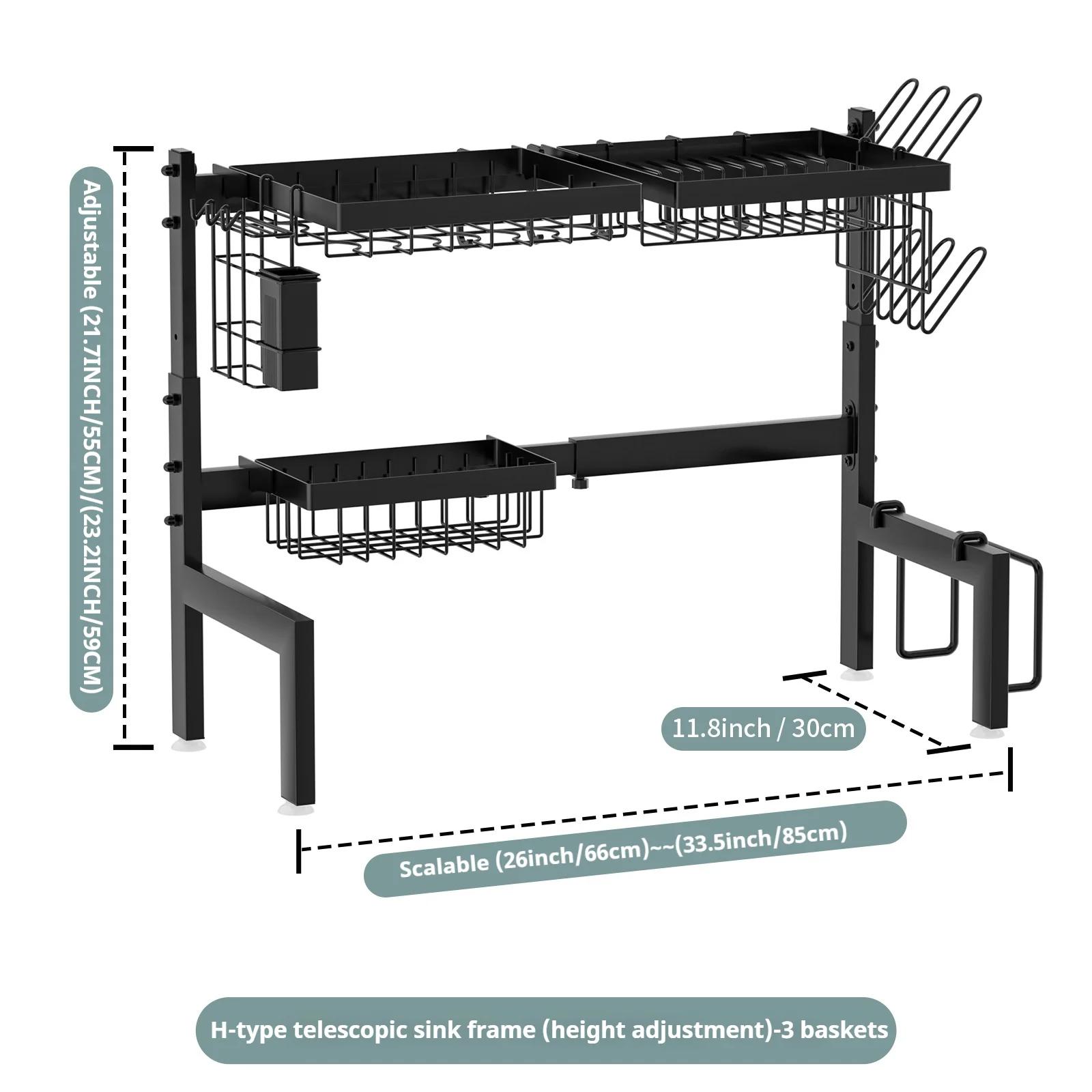 

Полка для хранения на кухне над раковиной, растягивающаяся полка для сушки посуды, нож для посуды, ложка, полка для мойки, кухонная утварь и аксессуары