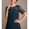 Nuovo Vestito da Donna Taglie Forti in Chiffon con Intarsi in Pizzo Traforato Manica Corta Vestibilità Aderente per il Lavoro e il Tempo Libero