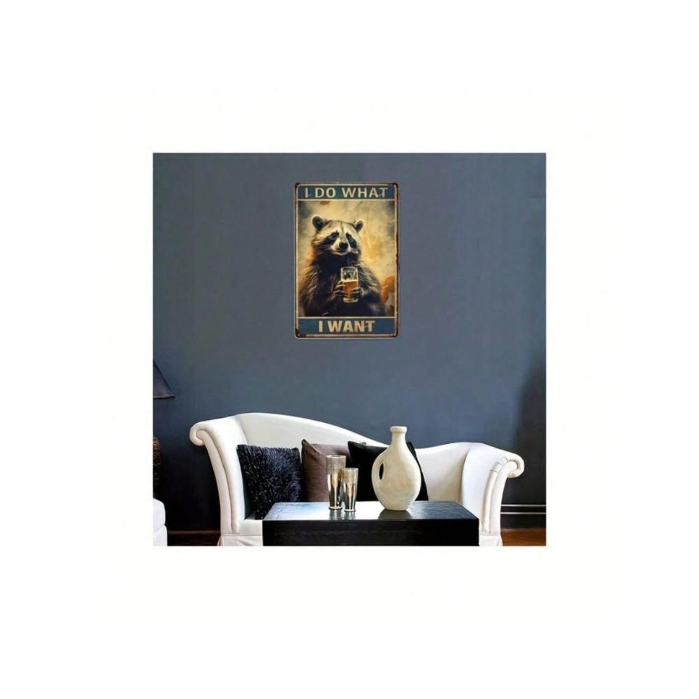 Raccoon Metal Tin Sign 20x30cm Bar Home Decor Wall Art