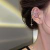 Sparkling Asymmetric Zircon Star Moon Ear Clip for Women Without Piercing Cross Tassel Ear Cuff Clip Earrings Wedding Jewelry