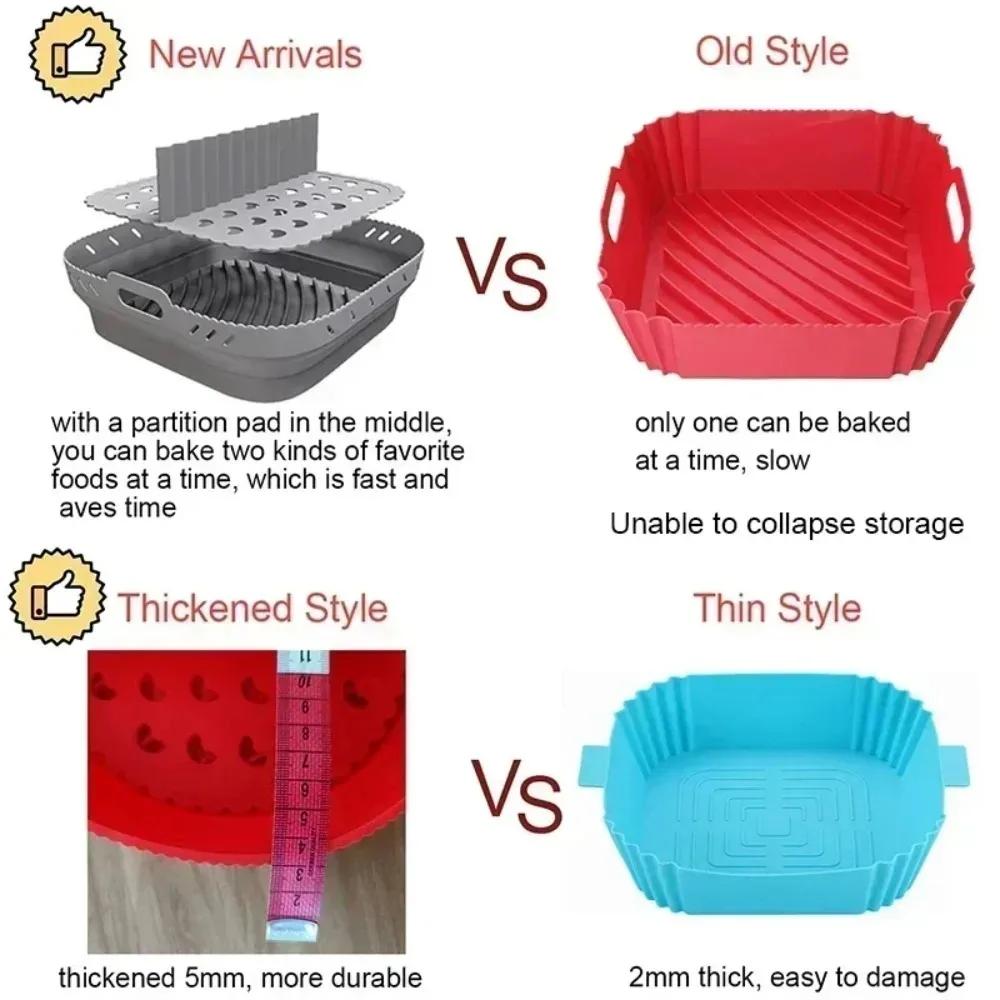Silicone Air Fryer Tray with Divider Plate Reusable Non-Stick Baking Mat for Oven  Fried Chicken Dishwasher-Safe