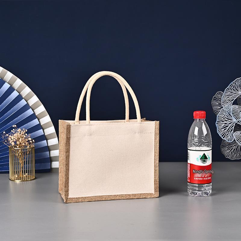 Jute Handbag - Laminated 3D Burlap Tote, Blank Linen Design, Logo Printable.