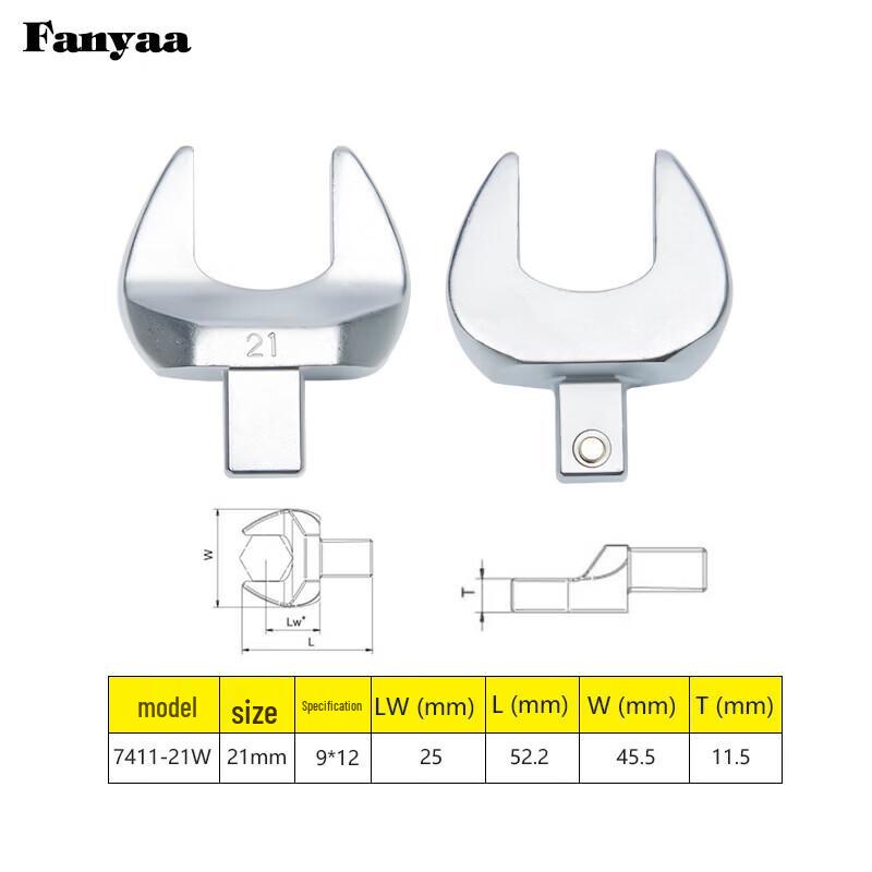 Fanyaa Torque Wrench Open-End Interchangeable Head