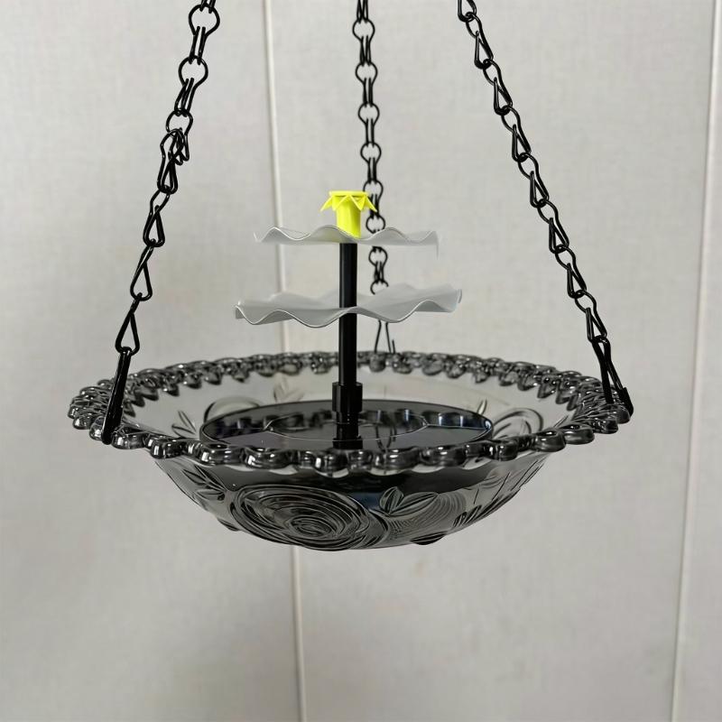 Cascading Hanging Bird Bath Fountain Solar Hanging Bird Feeder With Waterfall Effect For Backyard And Garden