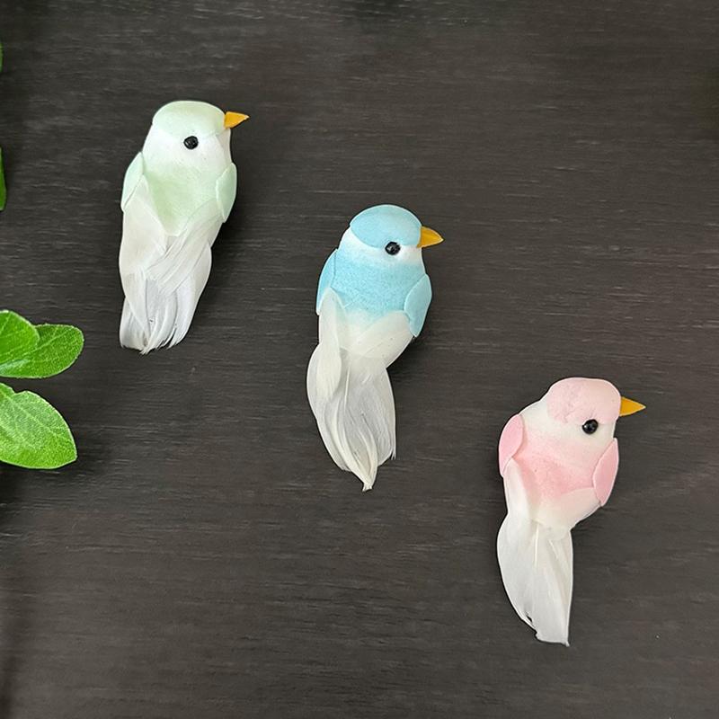 2Pcs Cute Artificial Birds Fake Foam Animal Simulation Feather Birds Models Tit Diy Craft Home Garden Floral Ornament Decoration
