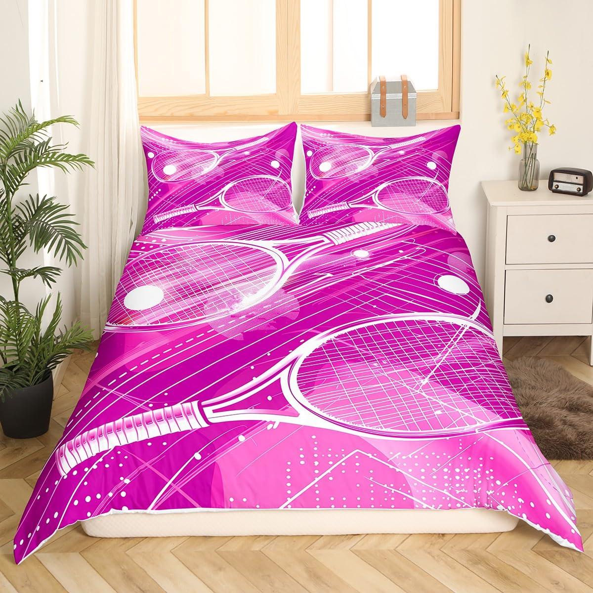 

Kids Tennis Duvet Cover King Full,Tennis Ball Games Bedding Set Sports Comforter Cover Ball Sport Quilt Cover with 2 Pillow Case EU Single(135x200cm)