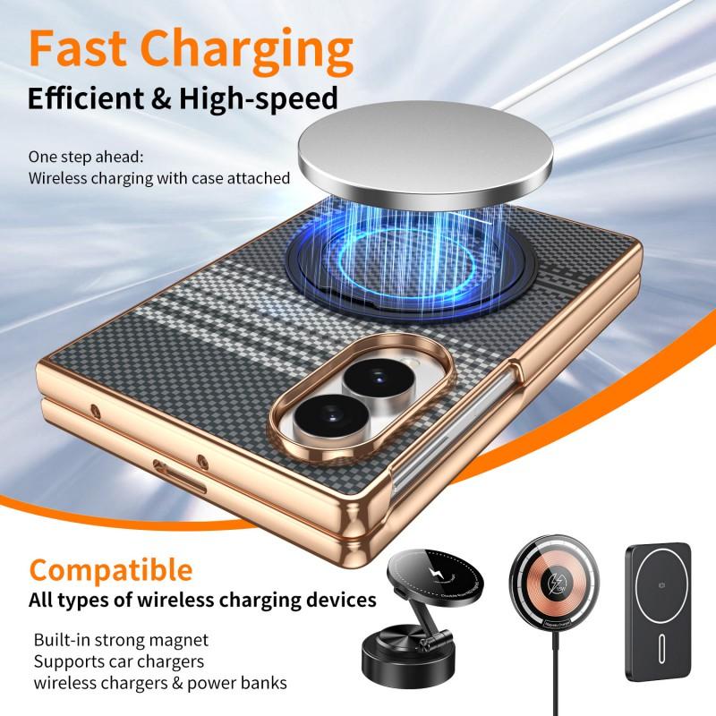 Case Galaxy Z Fold8 Fold7 Fold6 Rotating Magnetic Wireless Charging Kickstand Kevlar Texture Protective Cover
