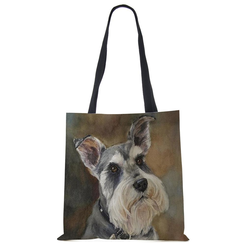 Schnauzer Dog Painting Handbags For Women Lady Korean Shoulder Bag Casual Shopping Shopper Bags Large Capacity CLE