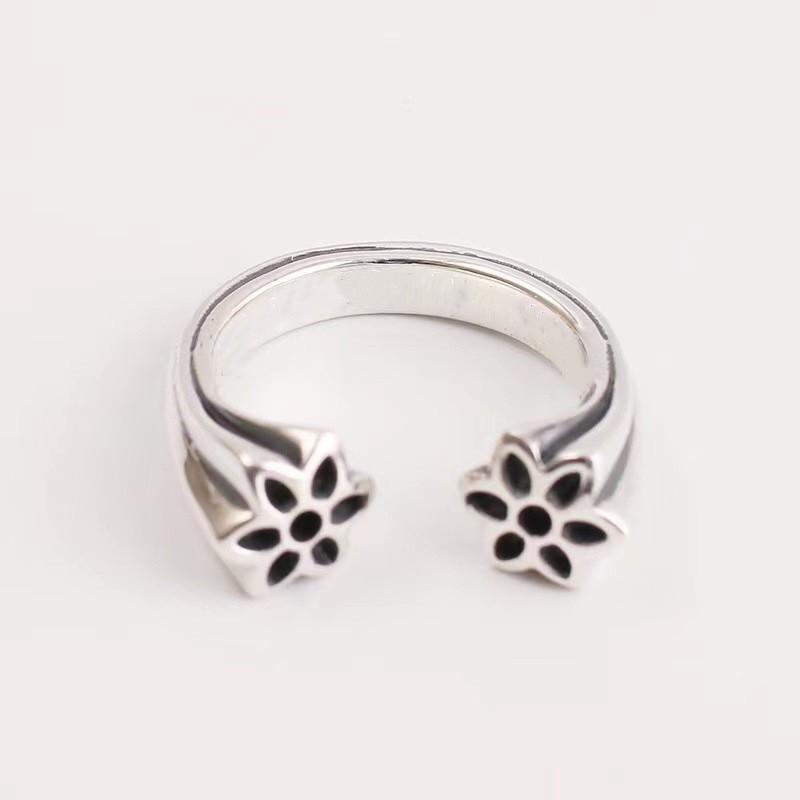 Adjustable Open Ring Men Women Vintage Floral Geometric Design Plated Handmade Statement