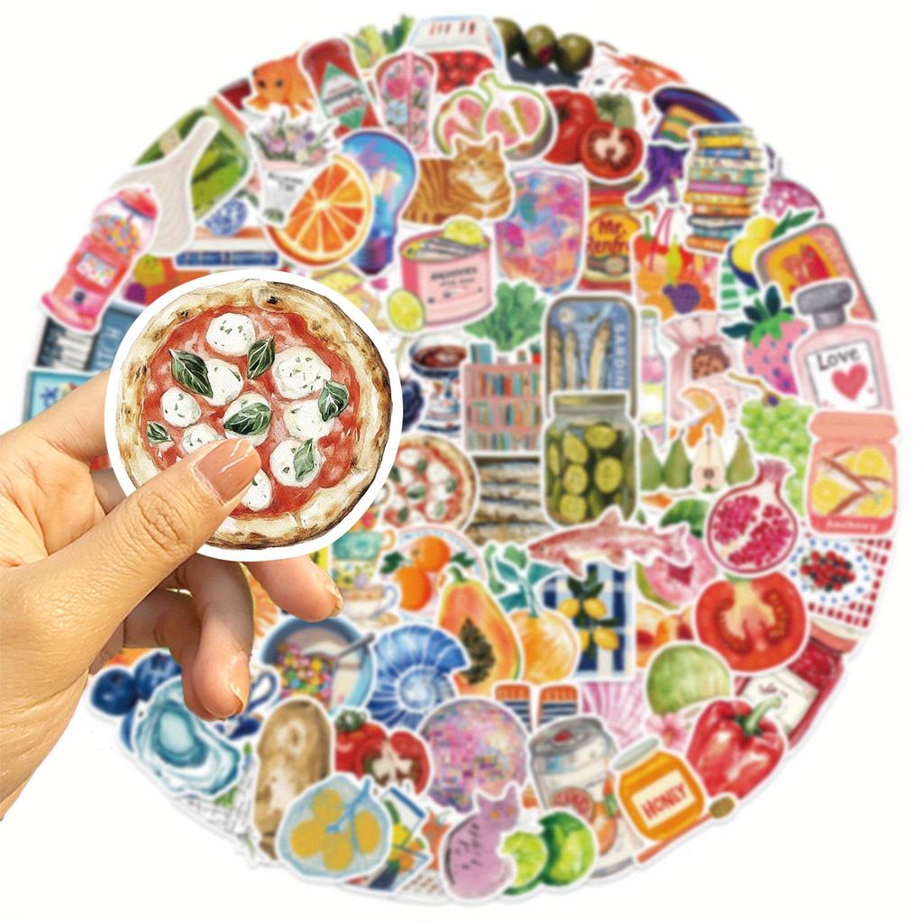 Mediterranean Vintage Stickers - Water Bottle,Laptop,Scrapbook-Christmas,Valentine’s Day,Back To School Gifts-Food Illustrations
