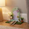 Cartoon Simulation Fairy Door Room with Ladder Fairy Tale Door Wooden Fairy Door Ornaments  Balcony