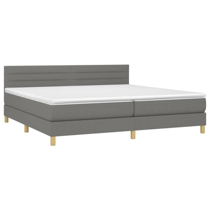 3140722 vidaXL Lit à sommier tapissier avec matelas Gris foncé 200x200cm Tissu