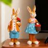 Resin Bunnies Figurine Easter Rabbit Statue Indoor Easter Decoration Modern Art Spring Home Decors,Bunnies Sculpture