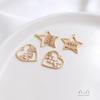 14K Gold-Filled Heart Pendant with Zircon Star Charms for DIY Necklaces and Earrings