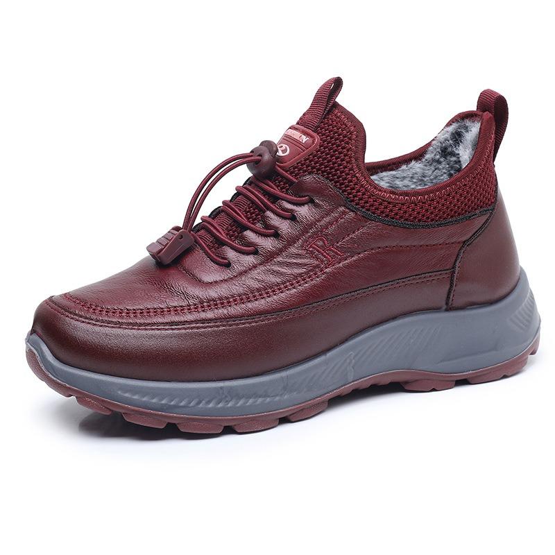 Fashion Women's Cotton Shoes Middle-aged and Elderly Thick-soled Non-slip Waterproof Walking Shoes Plus Velvet Warm Mother Sports Shoes
