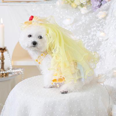 Pet Dog Clothes Tutu Skirt Gauze Skirt Spring and Summer Princess Puffy Skirt Summer Daisy Sundress