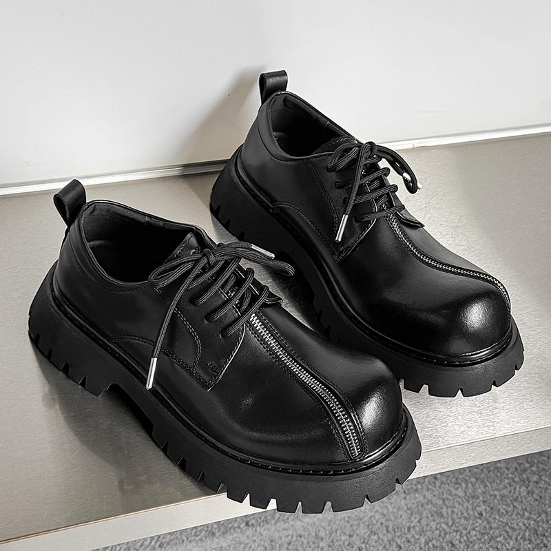 

The Zipper Decorati of Niche Designers Features Height Increasing Anti Slip Street Fashi Coolness Punk Style Commuting 38 чёрный