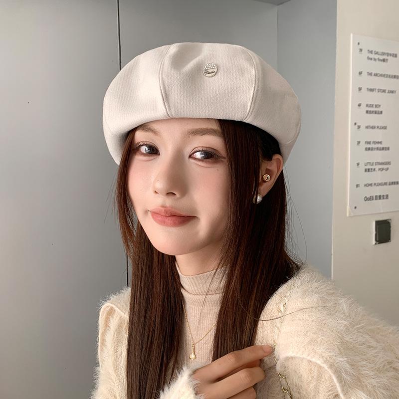 Autumn and Winter Beret Hat for Women Warm British Retro Pumpkin Hat Japanese Fashion Casual Literary Painter Hat Newsboy Hat