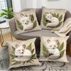 Cute Sleeping Fox Fern Embroidery Style Pillow Covers Pattern Cushion Cover Suitable for Sofa Bedroom Car Pillow Cover