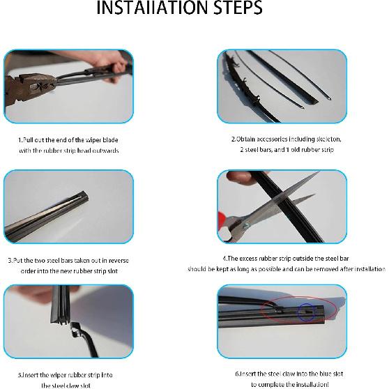 Wiper Blade Refill, 4 PCs Adjustable Size Of Universal Replacement Windshield Wiper Refill Replacement, Silicone Wiper Blade Refill For Front & Rear