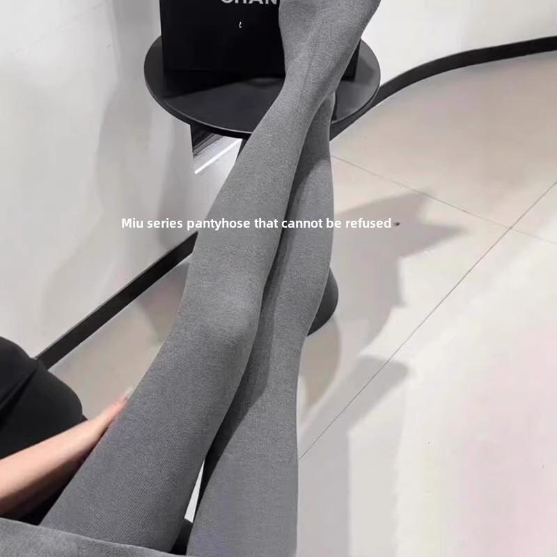 Herbst Grau Kompressionsstrumpfhose Damen Strumpfhose Elastisch Hoher Bund Strümpfe 2024 Körperformende Leggings Harajuku Streetwear