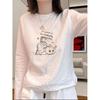 Women's Long Sleeve T-Shirt Crew Neck Fall Winter Casual Cartoon Print Loose Cotton Thermal Lined Base Layer Top