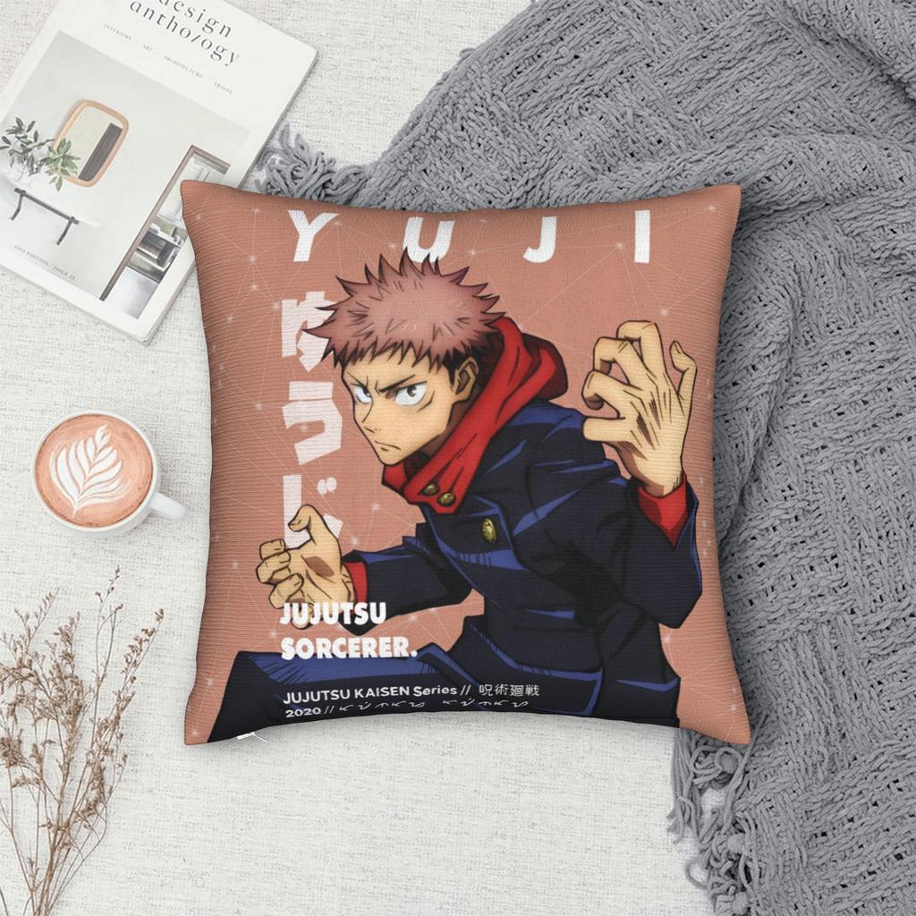 Jujutsus Kaisens Yuuji Itadori Square Pillow Covers Bed Car Anime Japan Manga Cushion Cover Cute Decorative Pillow Cover 40*40