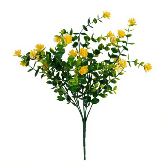 Artificial Camellia Flower with Eucalyptus Leaves 7 Fork Fake Flower with Stem UV Resistant Faux Bloom Indoor Outdoor Wedding Party Decoration