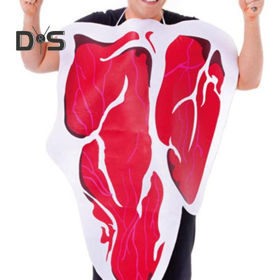 Performance Clothing Fake Steak Neck-hanging Bright Color Loose Halloween Party Cosplay Stage Performance Costume Photo Prop