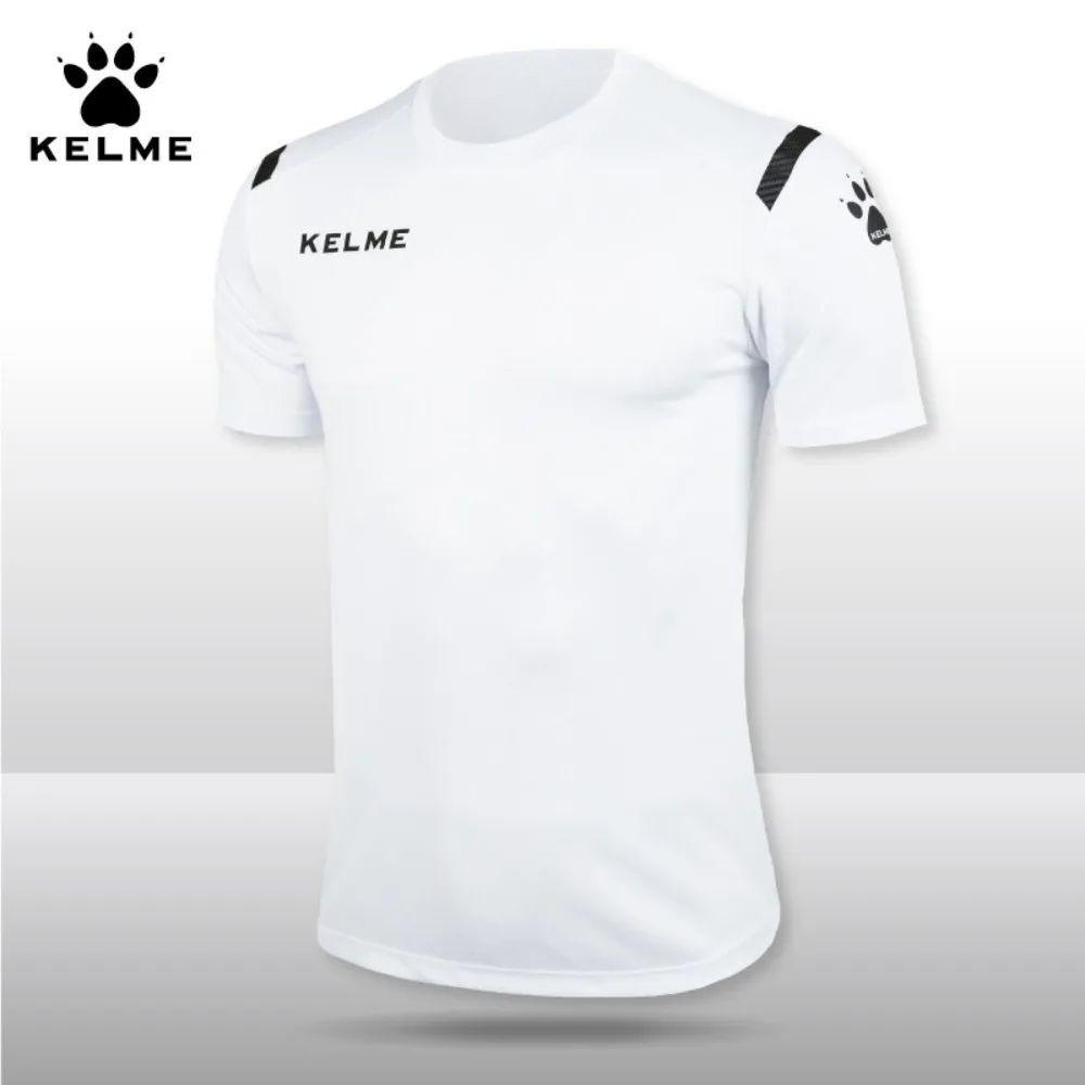 Sommer Herren KELME Schnelltrocknendes Fußballtrikot Atmungsaktiv Kurzarm Fußball Trainingsshirts Sport Laufen Fitnessstudio Workout Uniform L white