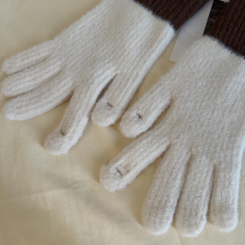 Luochi Knitting Dopamine Color Woolen Gloves: Women's Winter Knitted Touchscreen Cycling Gloves for Cold Protection