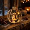 Illuminated Hanging Spheres Lighted Christmas Ornament with Warm LED Lights, Retro Metal Cap Decorative Decor for Tree Transparent Ball Holiday