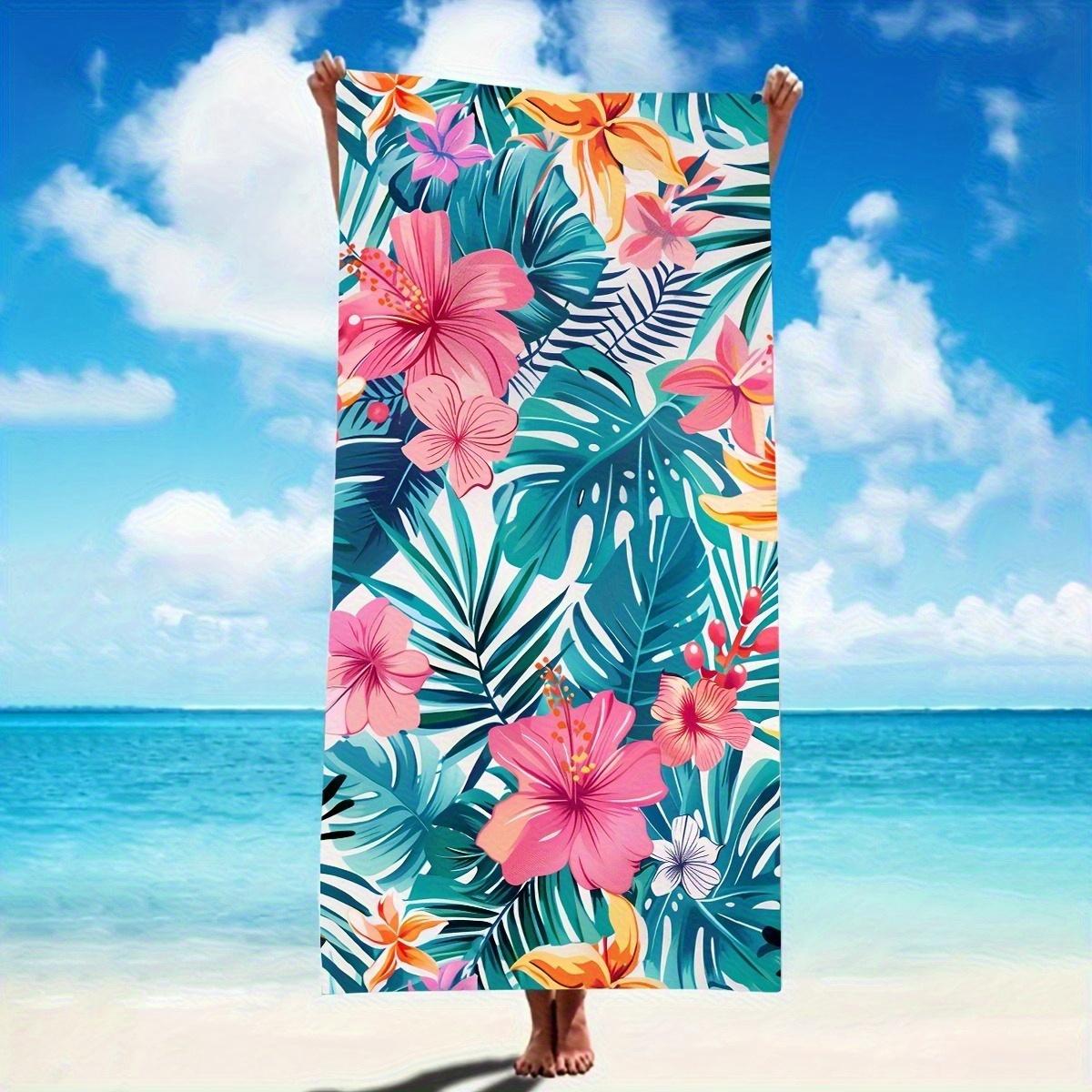 

Pink Flower Tropical Plant Beach Towel, Quick Drying Soft Super Absorbent for Seaside W40*H60(CM)