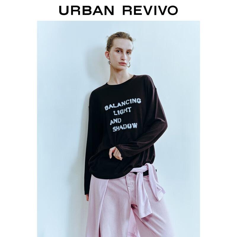 UR Women s Jersey Style Letter Print Long Sleeve T-Shirt L