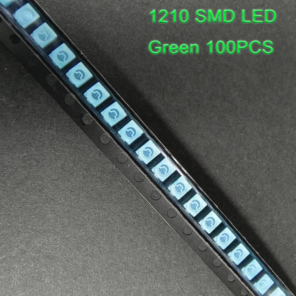 100PCS 1210 LED Ultra Bright SMD Light Emitting Diode Kit 5 Colors Miniature LED Blue Red White Yellow Green