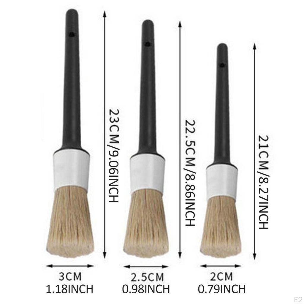 3x Car Detailing Brush Set Multipurpose Auto Automotive Cleaning Brushes for Air Vent Vehicle Wheels