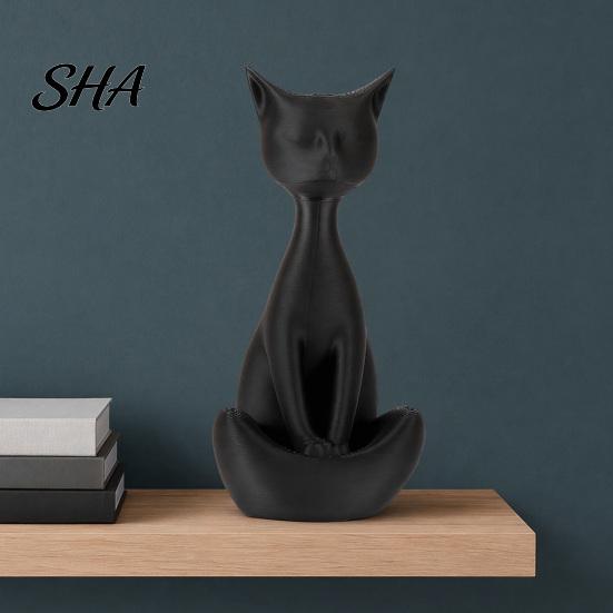 Cat Desk Decor 3D Printed Meditating Figurine, Modern Abstract Sculpture with Cross-Legged Pose, Narrative Space Decoration Minimalist for Office