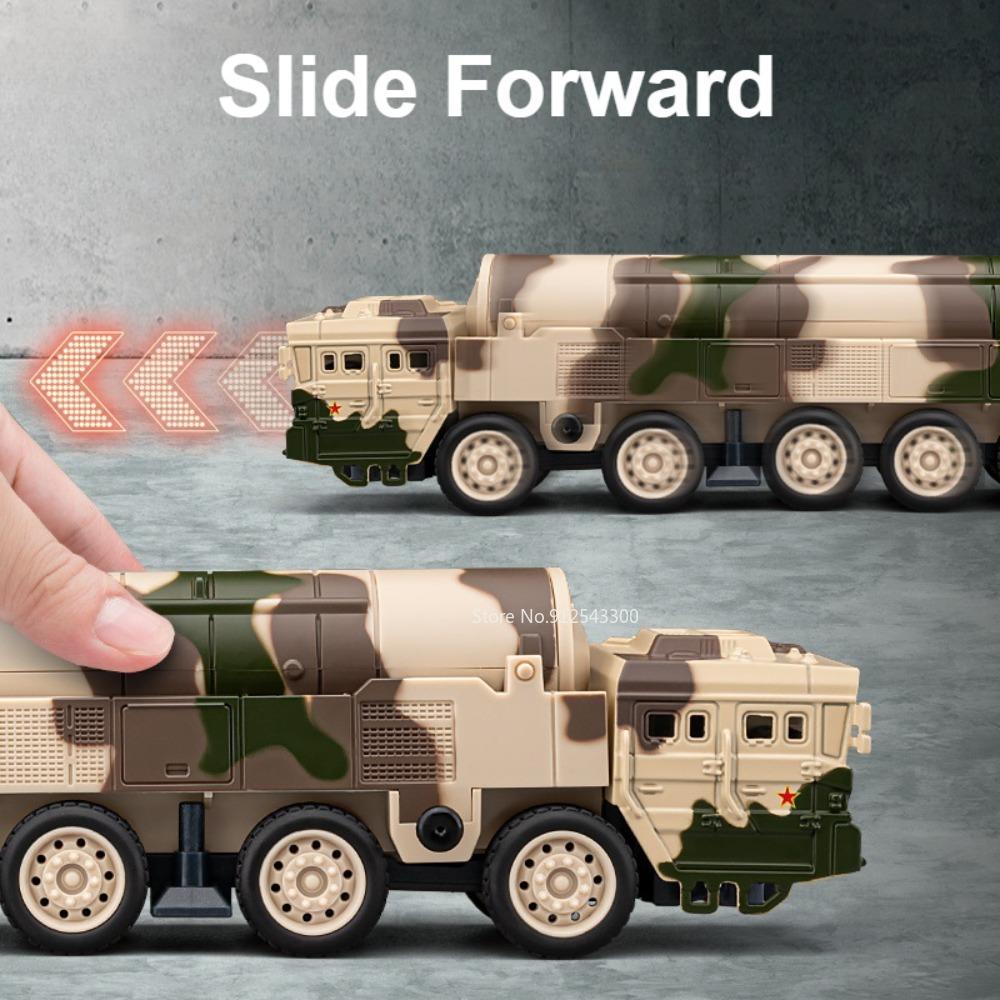 Scale 1:50 DF-31 Missile Launcher Model Toy Car Sound Light Die-cast Metal Missiles Vehicle Models Boys Kids Military Toys Gifts