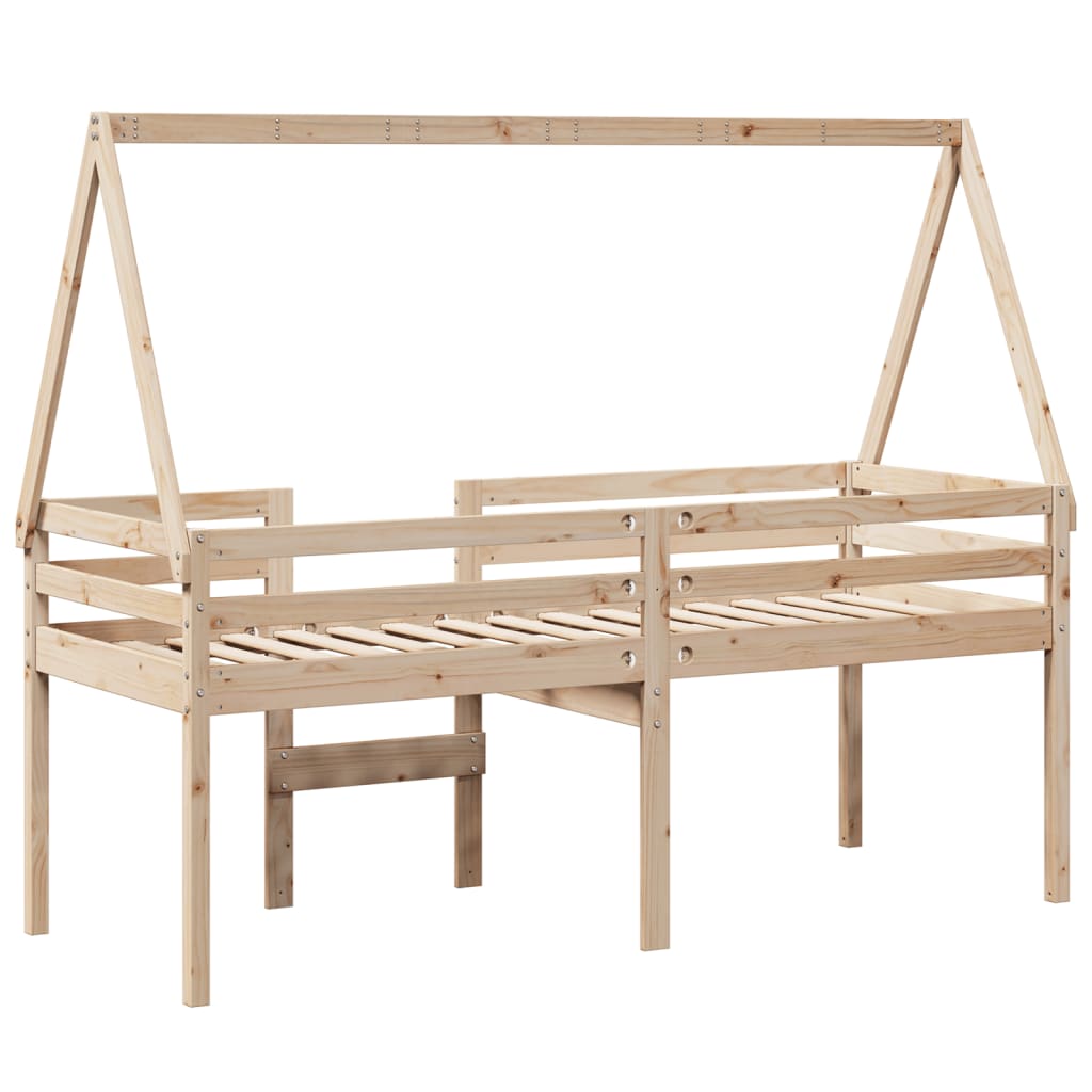 High Bed with Roof 80 x 200 cm Solid Pine Wood