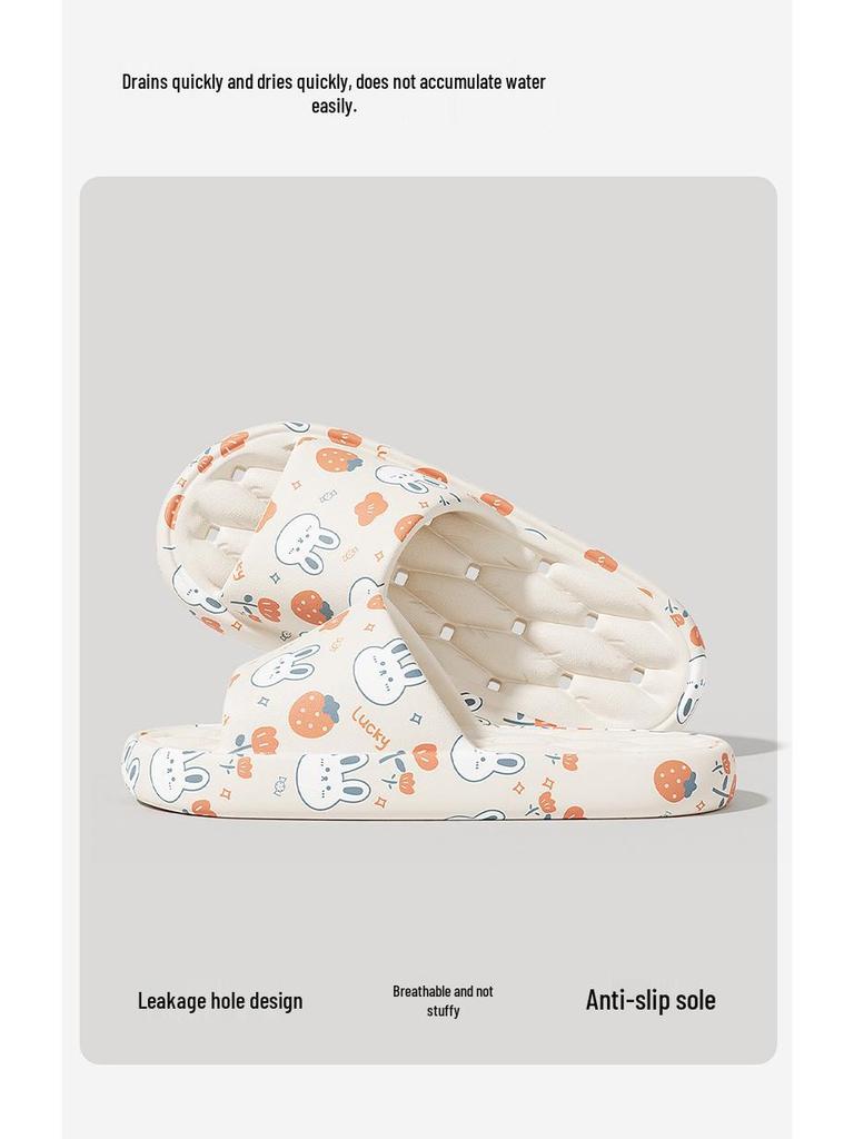 Women's Leakproof Cartoon Print Quick-Dry Slippers - Anti-Slip Soft Sole Sandals for Summer